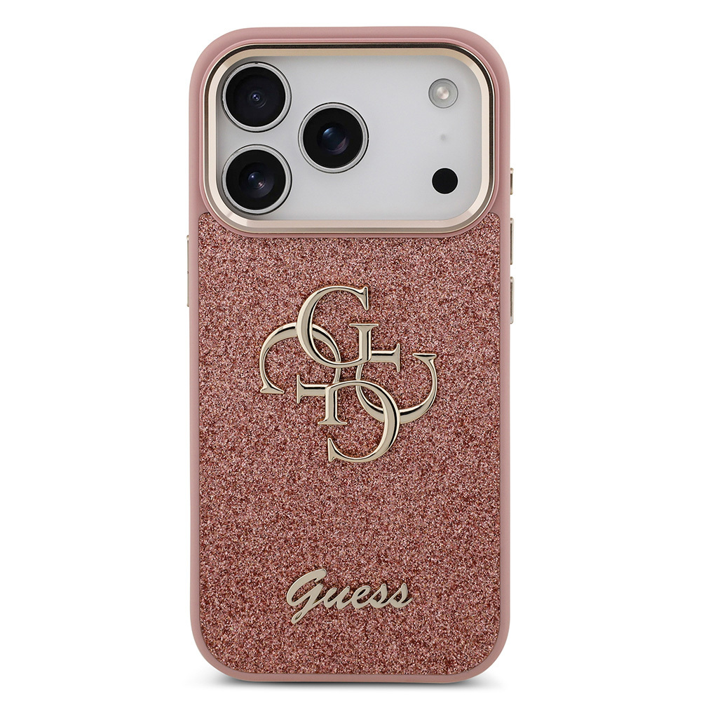 Apple iPhone 17 Pro Kılıf Guess Orjinal Lisanslı 4G Büyük Metal Kamera Çerçeveli ve Logolu Glitter Kapak - 21