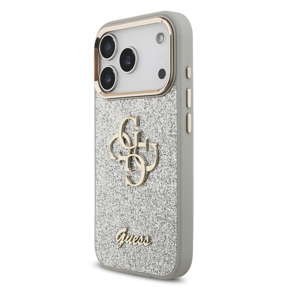 Apple iPhone 17 Pro Kılıf Guess Orjinal Lisanslı 4G Büyük Metal Kamera Çerçeveli ve Logolu Glitter Kapak - 27