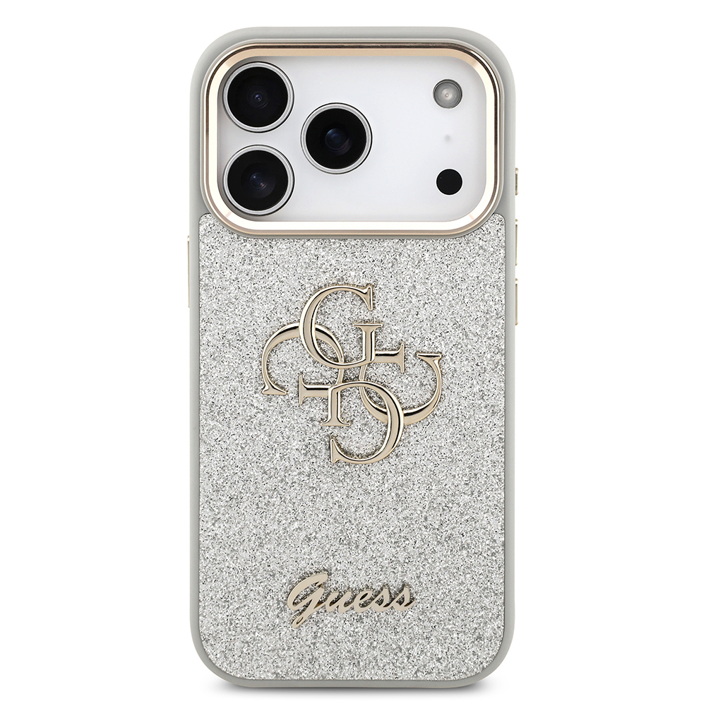 Apple iPhone 17 Pro Kılıf Guess Orjinal Lisanslı 4G Büyük Metal Kamera Çerçeveli ve Logolu Glitter Kapak - 28