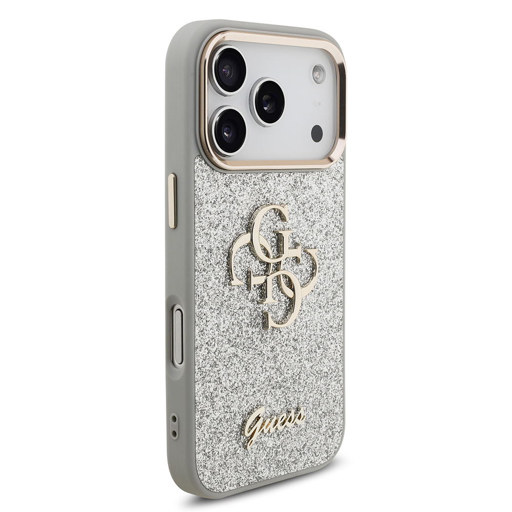 Apple iPhone 17 Pro Kılıf Guess Orjinal Lisanslı 4G Büyük Metal Kamera Çerçeveli ve Logolu Glitter Kapak - 29