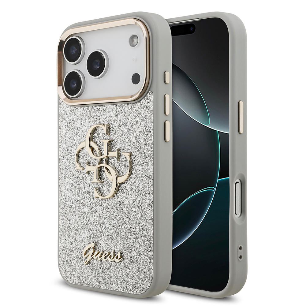 Apple iPhone 17 Pro Kılıf Guess Orjinal Lisanslı 4G Büyük Metal Kamera Çerçeveli ve Logolu Glitter Kapak - 5