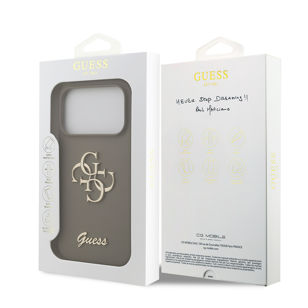 Apple iPhone 17 Pro Kılıf Guess Orjinal Lisanslı Grained Yazı Logolu Kapak - 33