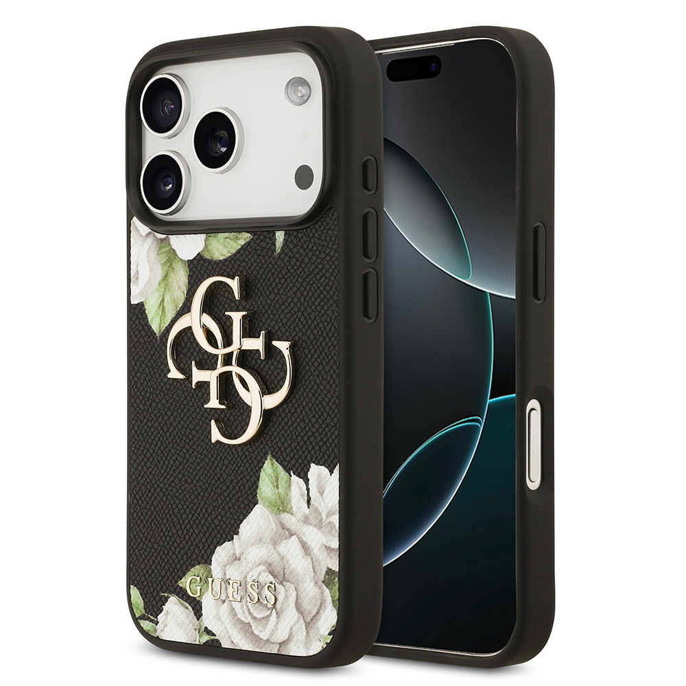 Apple iPhone 17 Pro Kılıf Guess Orjinal Lisanslı Gül Baskılı Büyük Metal Logo Dizaynlı Kapak - 1