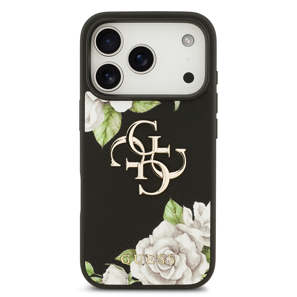 Apple iPhone 17 Pro Kılıf Guess Orjinal Lisanslı Gül Baskılı Büyük Metal Logo Dizaynlı Kapak - 4