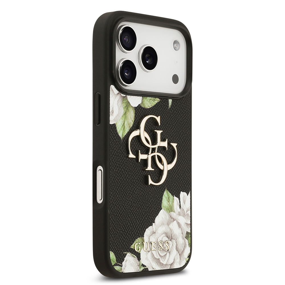 Apple iPhone 17 Pro Kılıf Guess Orjinal Lisanslı Gül Baskılı Büyük Metal Logo Dizaynlı Kapak - 5