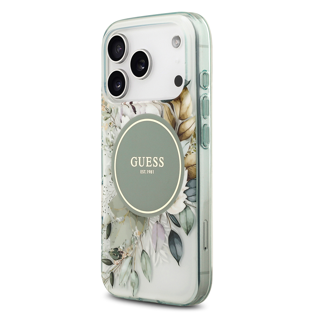 Apple iPhone 17 Pro Kılıf Guess Orjinal Lisanslı M-safe Şarj Özellikli Flower Tonal Circle Kapak - 19