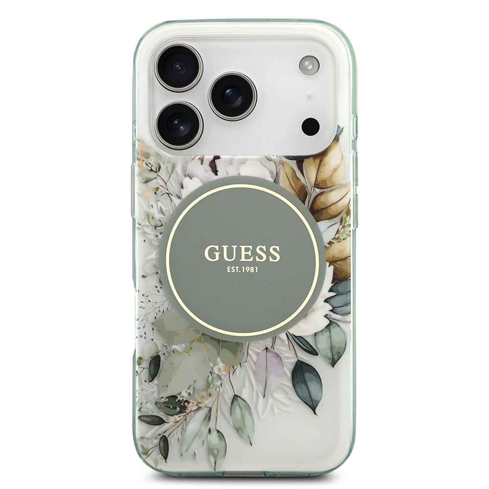 Apple iPhone 17 Pro Kılıf Guess Orjinal Lisanslı M-safe Şarj Özellikli Flower Tonal Circle Kapak - 20