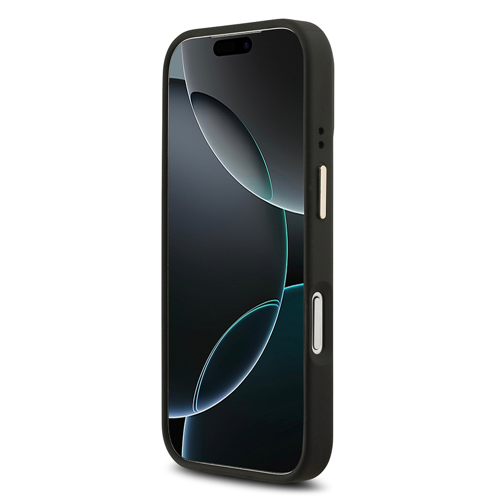 Apple iPhone 17 Pro Kılıf Guess Orjinal Lisanslı M-safe Şarj Özellikli Gold Metal Kamera Çerçeveli PU Deri 4G Desenli Yazı Logolu Kapak - 6