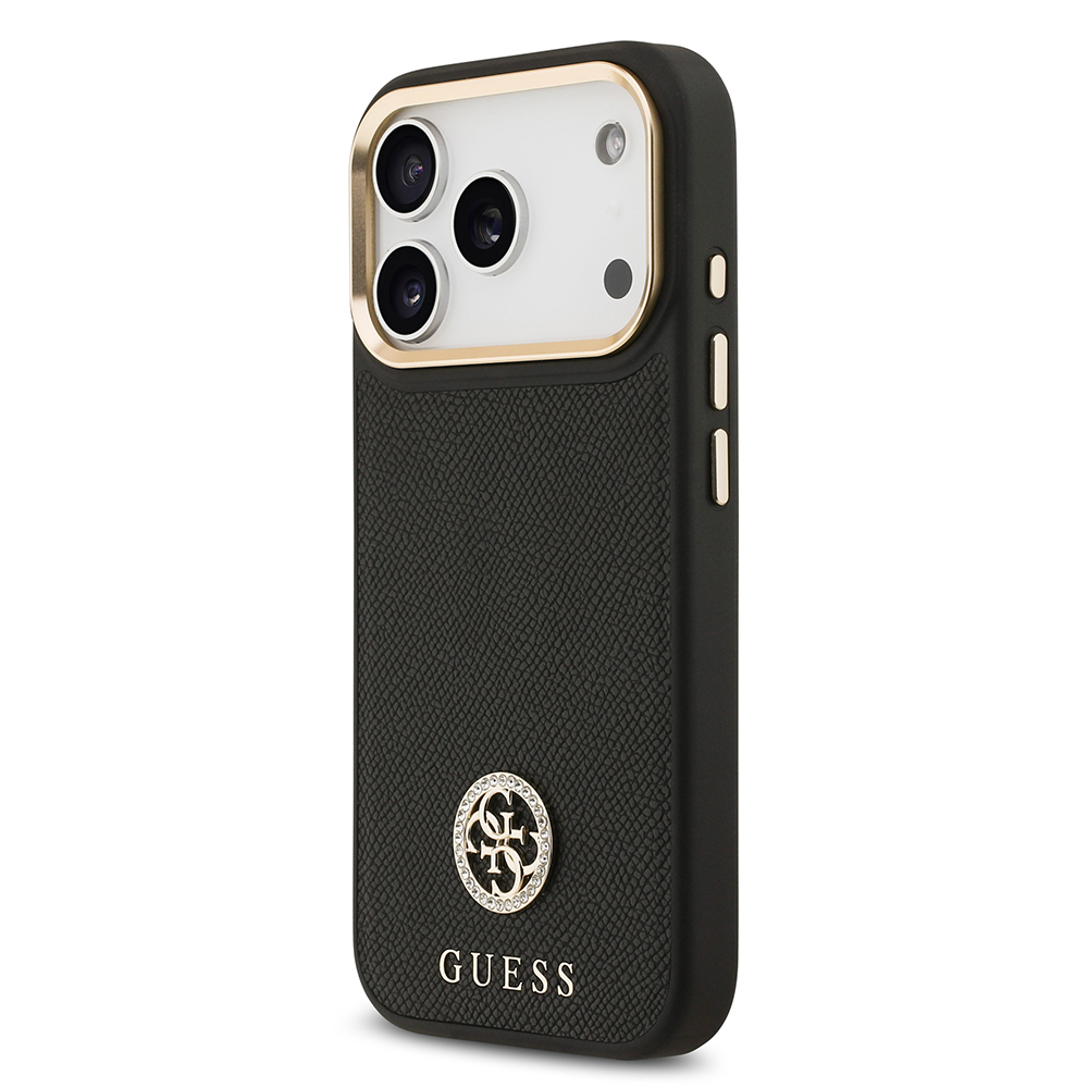 Apple iPhone 17 Pro Kılıf Guess Orjinal Lisanslı M-safe Şarj Özellikli Grained Yazı ve Taşlı 4G Logolu Kapak - 11