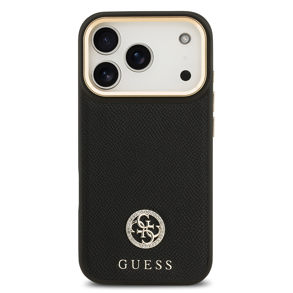 Apple iPhone 17 Pro Kılıf Guess Orjinal Lisanslı M-safe Şarj Özellikli Grained Yazı ve Taşlı 4G Logolu Kapak - 12