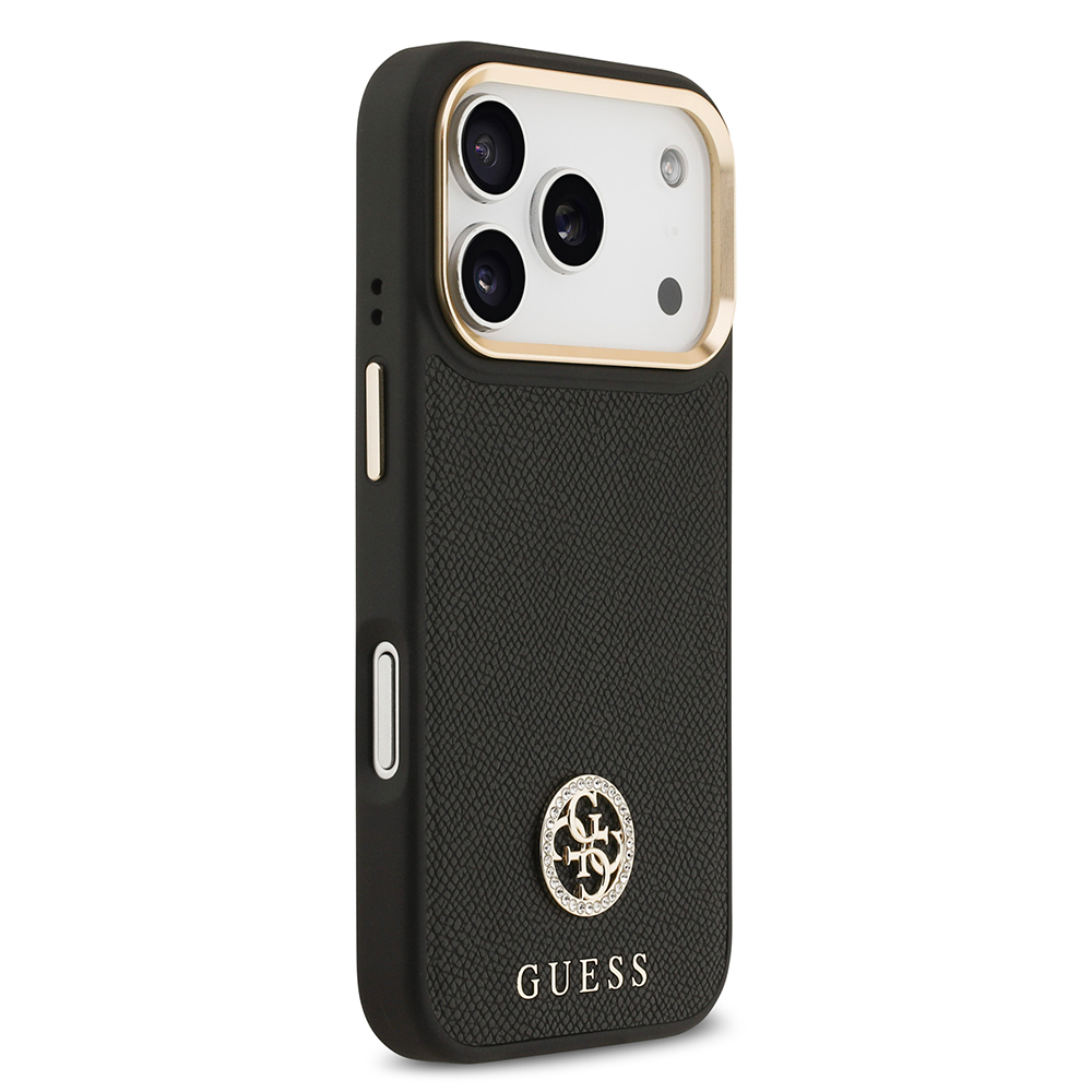 Apple iPhone 17 Pro Kılıf Guess Orjinal Lisanslı M-safe Şarj Özellikli Grained Yazı ve Taşlı 4G Logolu Kapak - 13