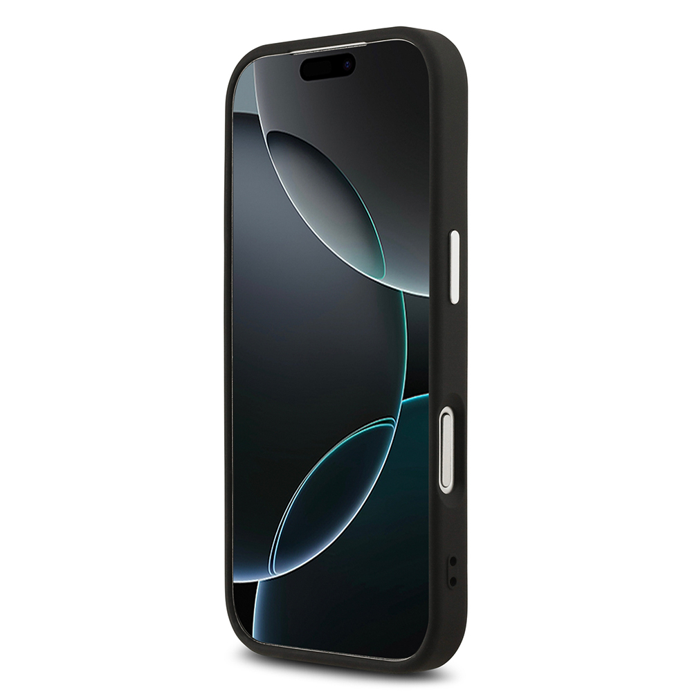 Apple iPhone 17 Pro Kılıf Guess Orjinal Lisanslı M-safe Şarj Özellikli Gümüş Metal Kamera Çerçeveli Üçgen Logo 4G Desenli Kapak - 13