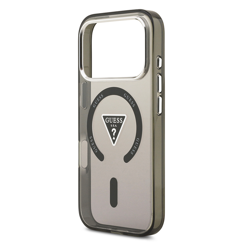 Apple iPhone 17 Pro Kılıf Guess Orjinal Lisanslı M-safe Şarj Özellikli IML Baskılı Üçgen Logolu Metal Kamera Çerçeveli Kapak - 8