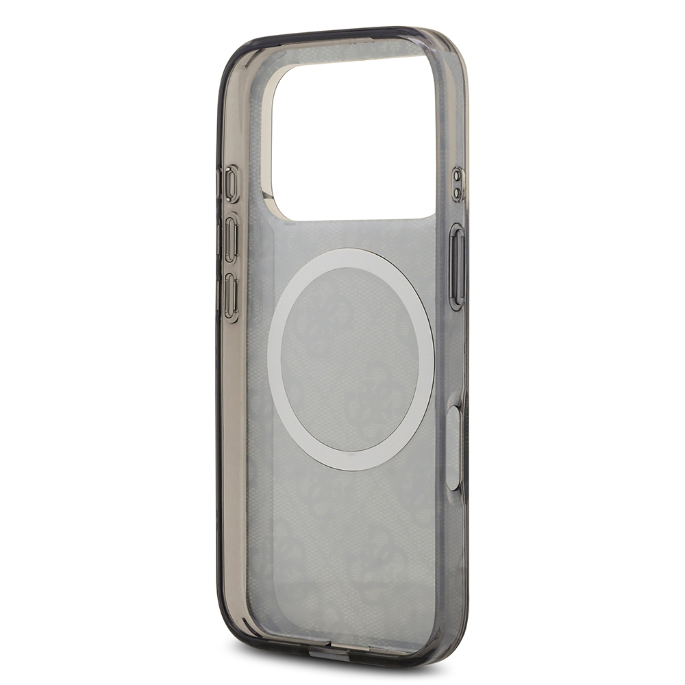 Apple iPhone 17 Pro Kılıf Guess Orjinal Lisanslı M-safe Şarj Özellikli IML Peony ve 4G Desenli Klasik Logolu Kapak - 10