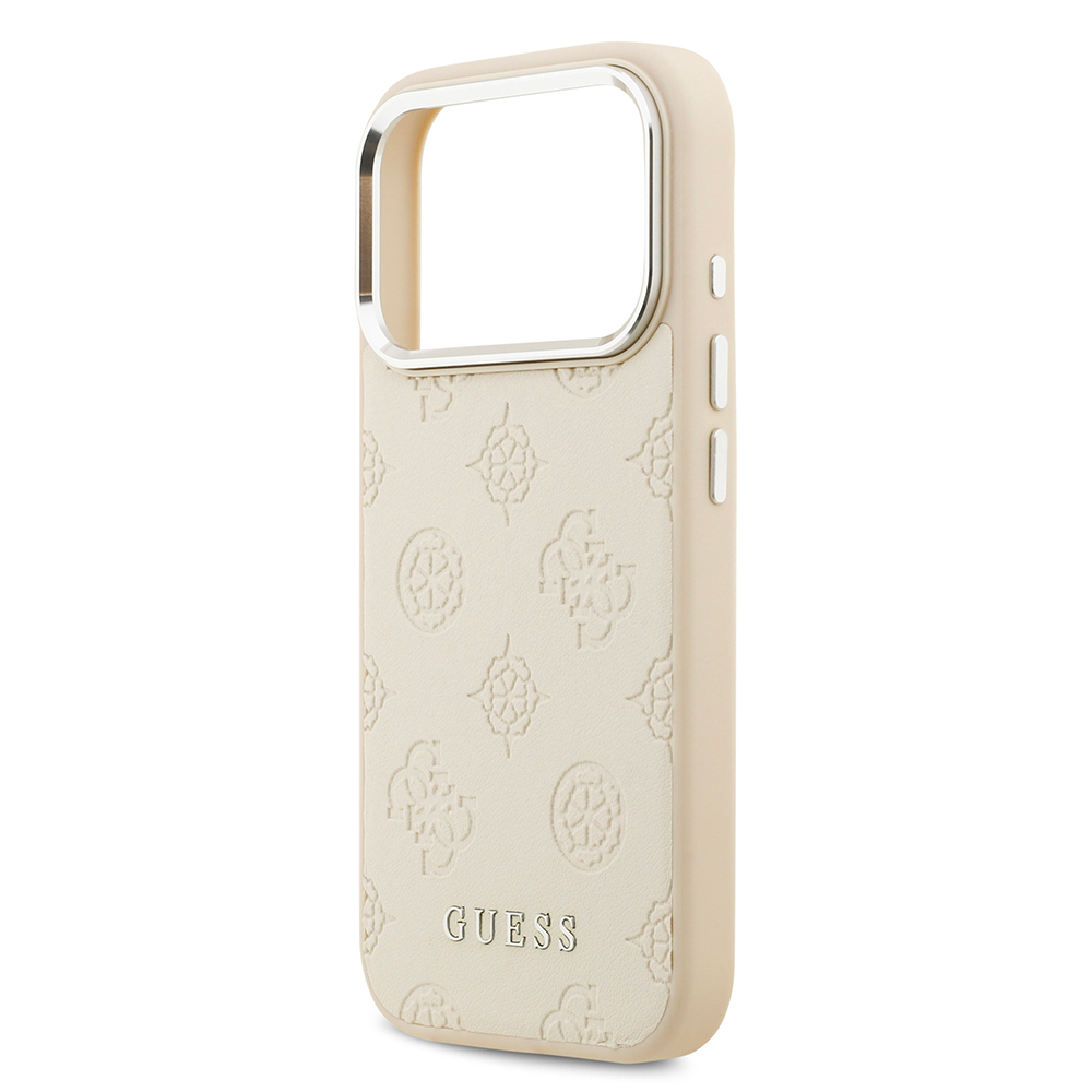 Apple iPhone 17 Pro Kılıf Guess Orjinal Lisanslı M-safe Şarj Özellikli Sıcak Baskılı Klasik Yazı Logolu PU Deri Peony Kapak - 9