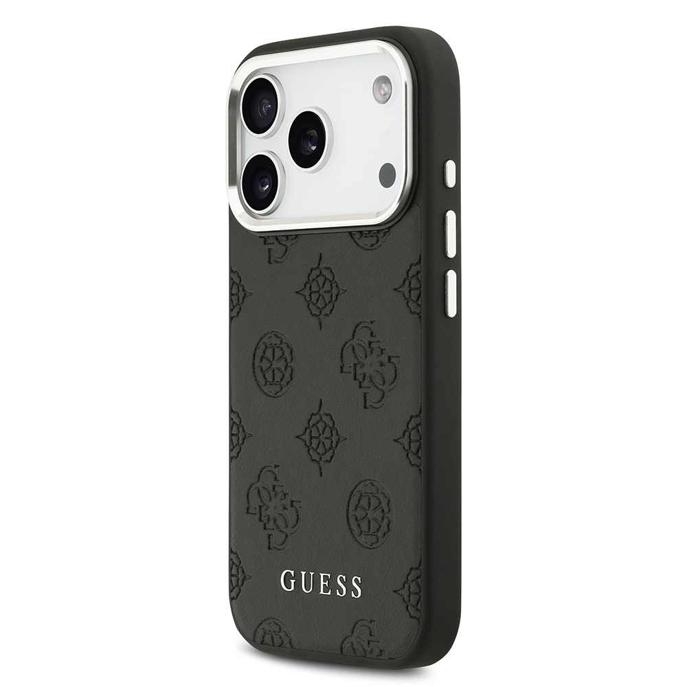 Apple iPhone 17 Pro Kılıf Guess Orjinal Lisanslı M-safe Şarj Özellikli Sıcak Baskılı Klasik Yazı Logolu PU Deri Peony Kapak - 4