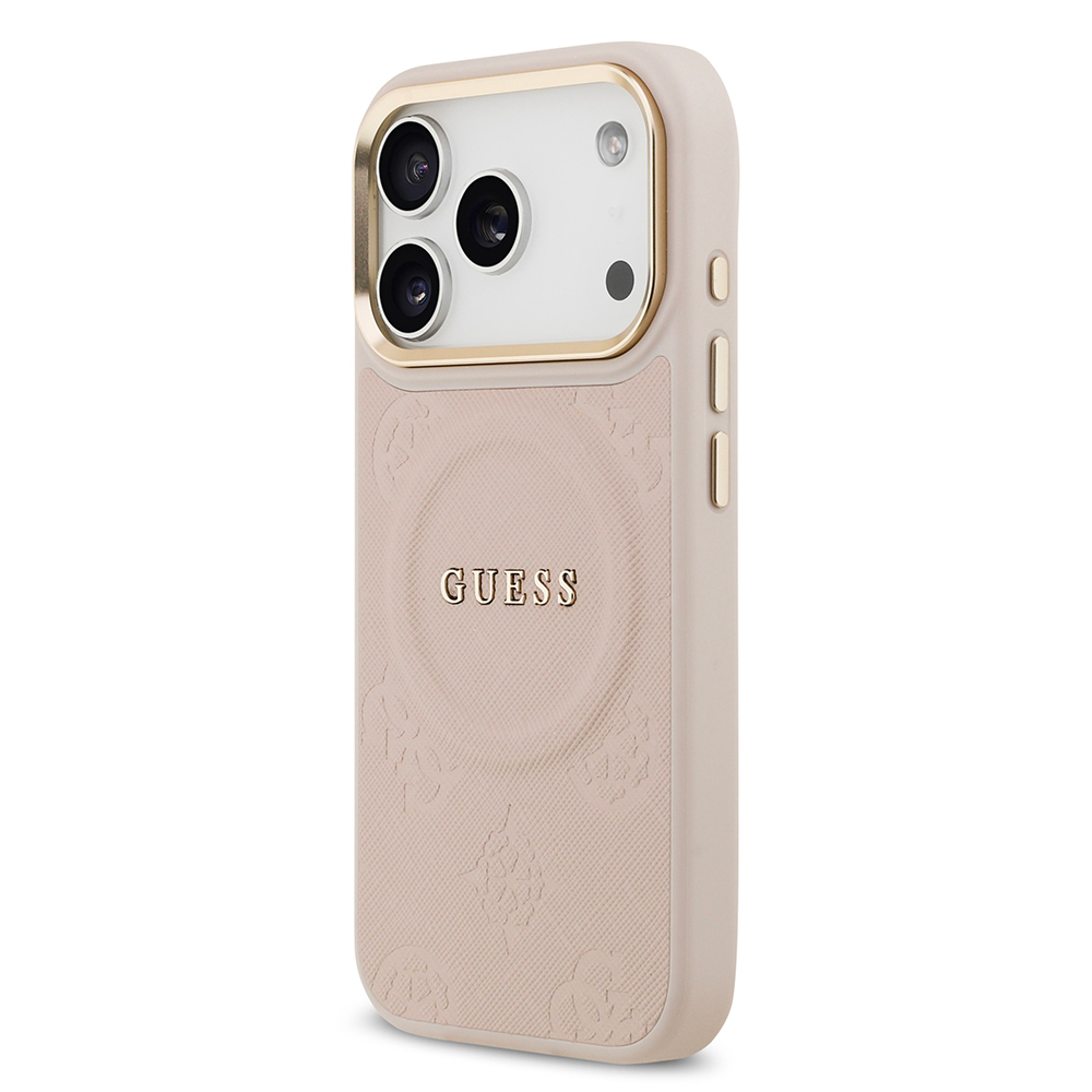 Apple iPhone 17 Pro Kılıf Guess Orjinal Lisanslı M-safe Şarj Özellikli Sıcak Baskılı Yazı Logolu PU Deri Peony Kapak - 6