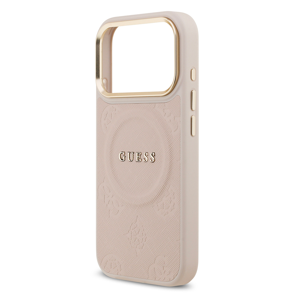 Apple iPhone 17 Pro Kılıf Guess Orjinal Lisanslı M-safe Şarj Özellikli Sıcak Baskılı Yazı Logolu PU Deri Peony Kapak - 10