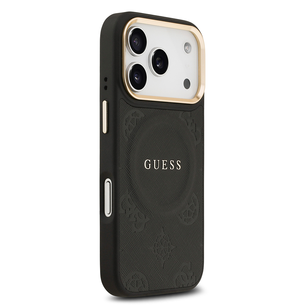 Apple iPhone 17 Pro Kılıf Guess Orjinal Lisanslı M-safe Şarj Özellikli Sıcak Baskılı Yazı Logolu PU Deri Peony Kapak - 20