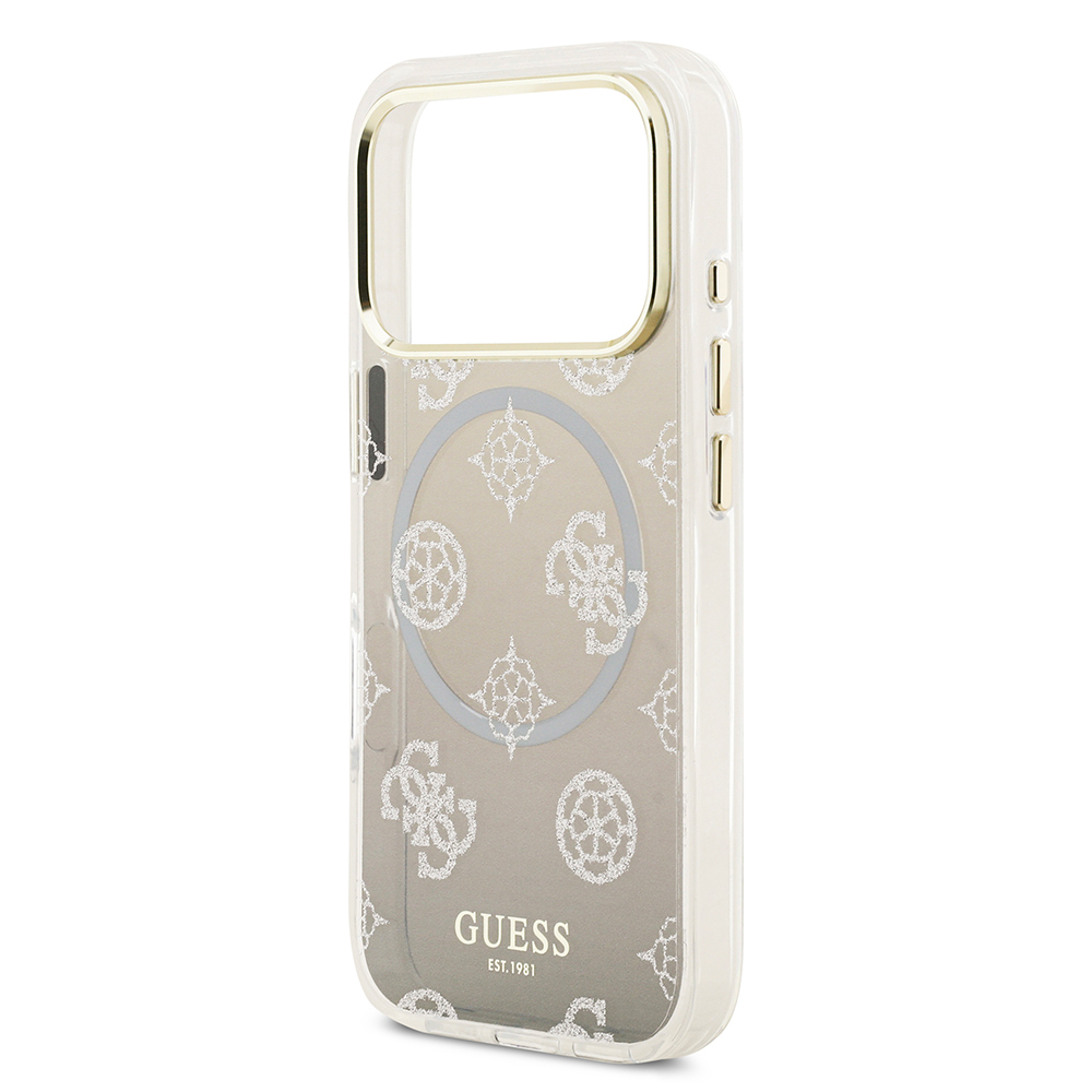 Apple iPhone 17 Pro Kılıf Guess Orjinal Lisanslı M-safe Şarj Özellikli Simli Peony Desenli Silikon Kapak - 8