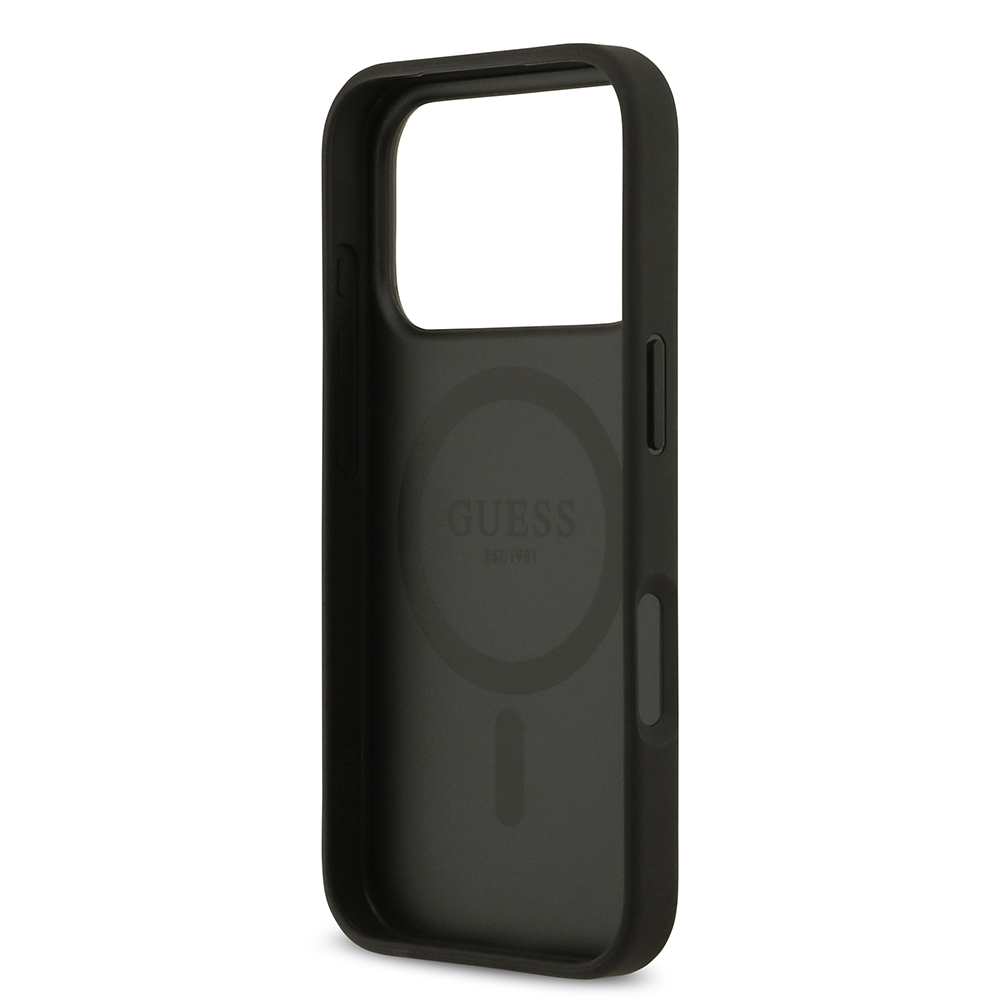 Apple iPhone 17 Pro Kılıf Guess Orjinal Lisanslı M-safe Şarj Özellikli Taneli Çiçek Tasarımlı Metal Yazı Logolu Kapak - 9