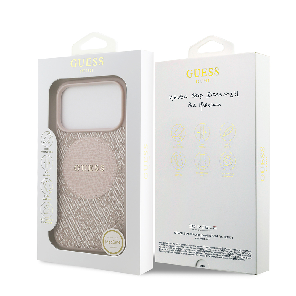Apple iPhone 17 Pro Kılıf Guess Orjinal Lisanslı M-safe Şarj Özellikli Yazı Logolu Circle Classic Kapak - 23