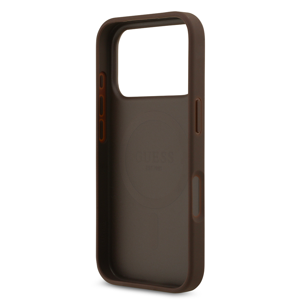 Apple iPhone 17 Pro Kılıf Guess Orjinal Lisanslı M-safe Şarj Özellikli Yazı Logolu Circle Classic Kapak - 16