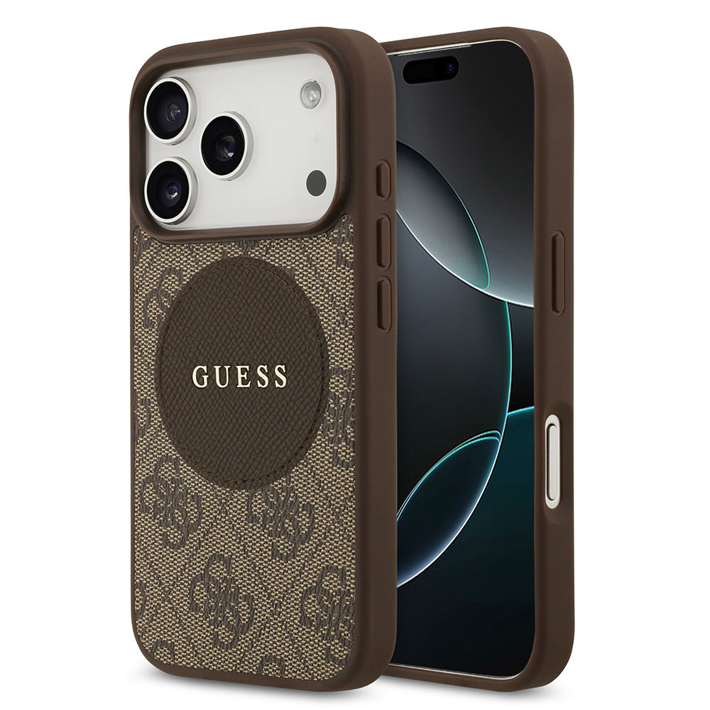 Apple iPhone 17 Pro Kılıf Guess Orjinal Lisanslı M-safe Şarj Özellikli Yazı Logolu Circle Classic Kapak - 3