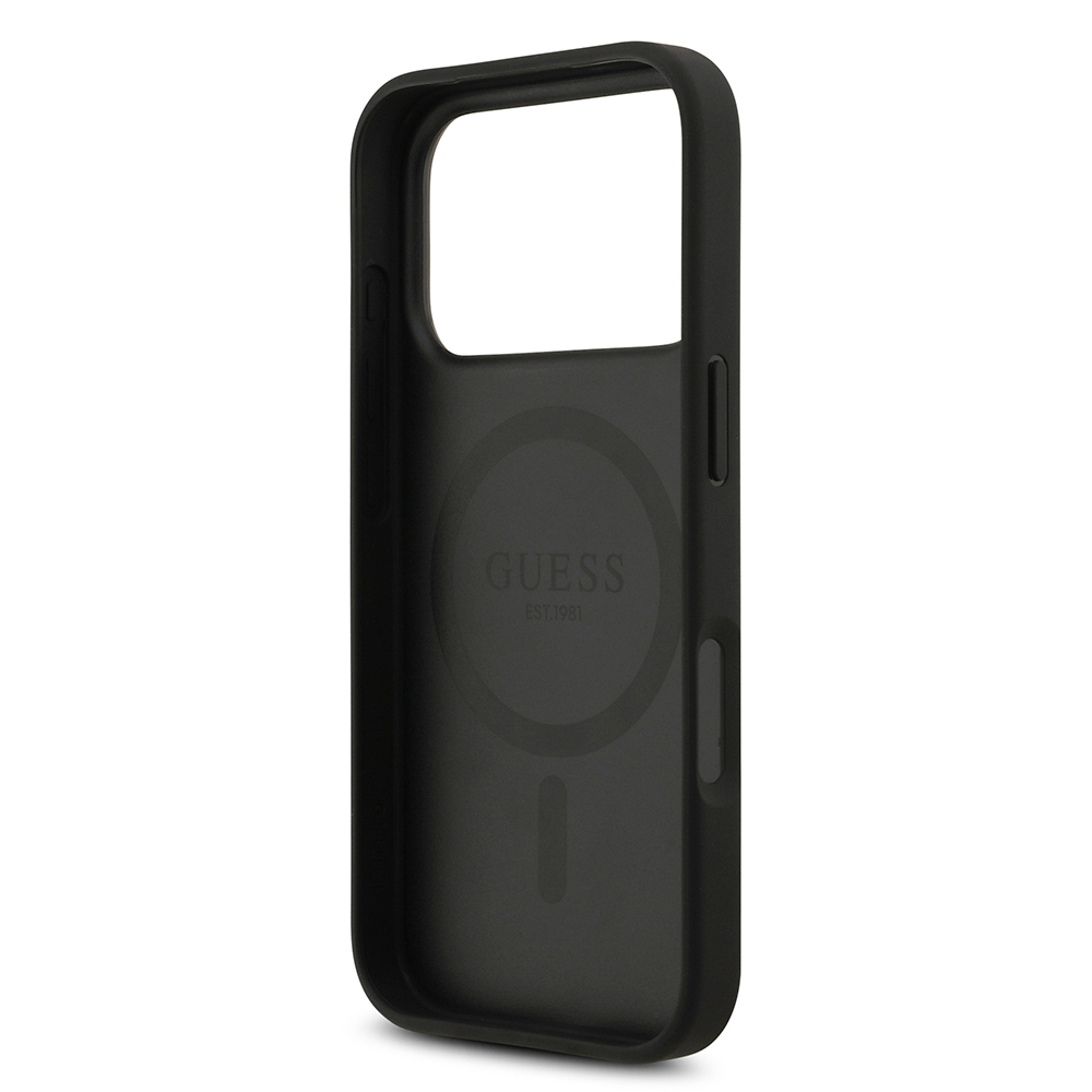 Apple iPhone 17 Pro Kılıf Guess Orjinal Lisanslı M-safe Şarj Özellikli Yazı Logolu Circle Classic Kapak - 22