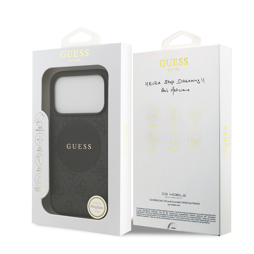 Apple iPhone 17 Pro Kılıf Guess Orjinal Lisanslı M-safe Şarj Özellikli Yazı Logolu Circle Classic Kapak - 25