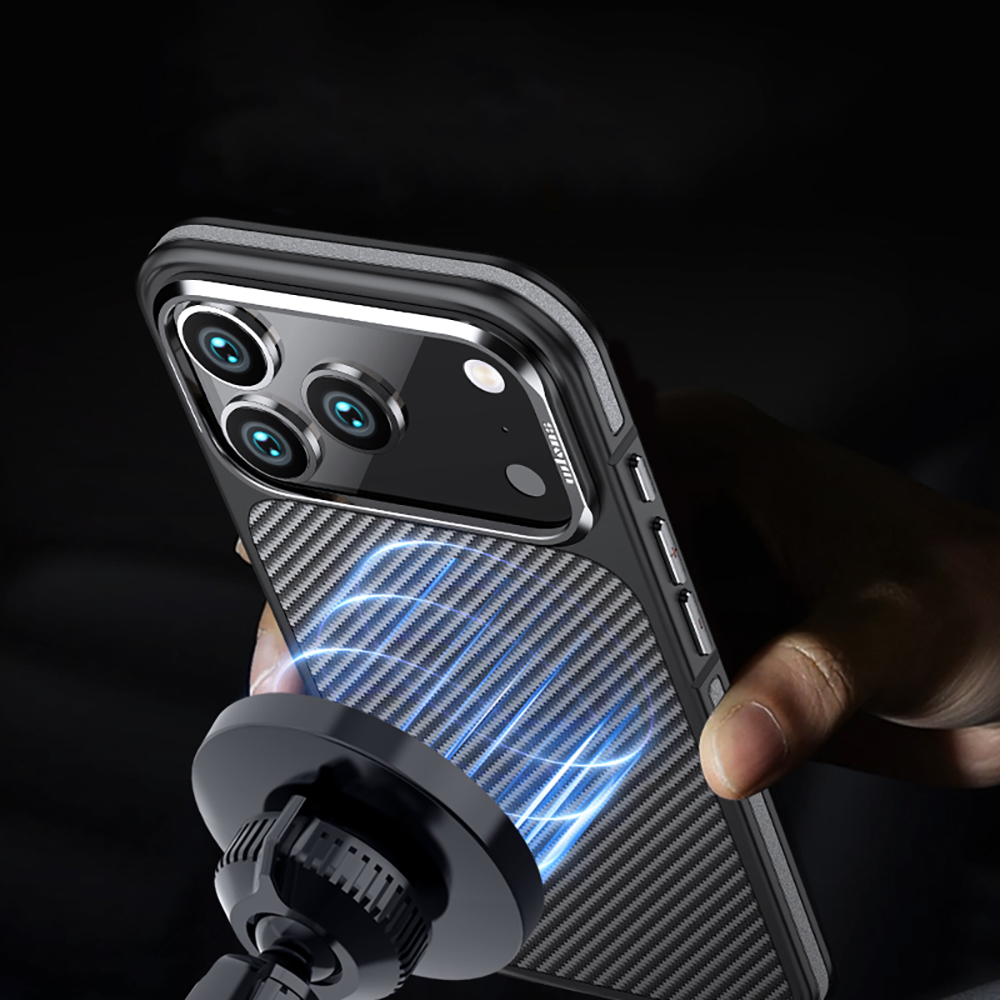 Apple iPhone 17 Pro Kılıf Karbon Fiber Görünümlü Wlons Marin Kapak - 13