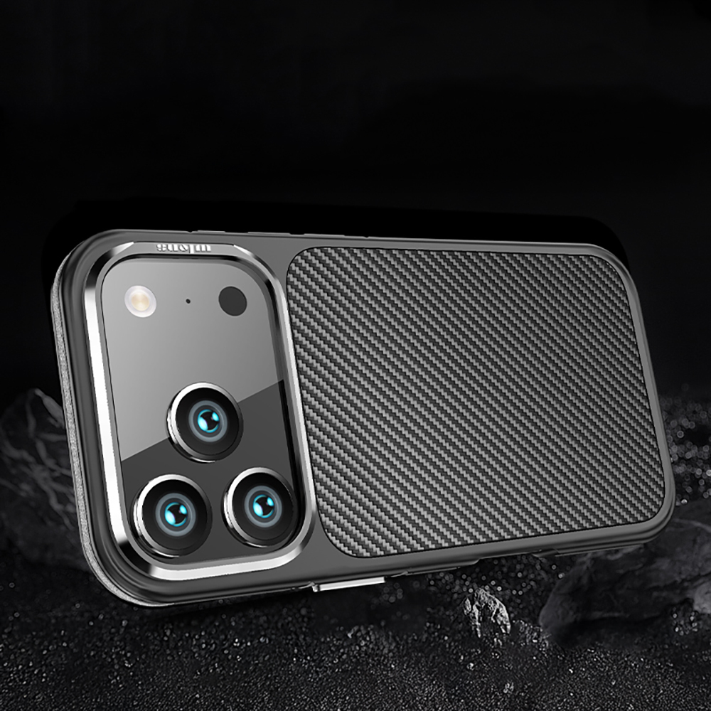 Apple iPhone 17 Pro Kılıf Karbon Fiber Görünümlü Wlons Marin Kapak - 16