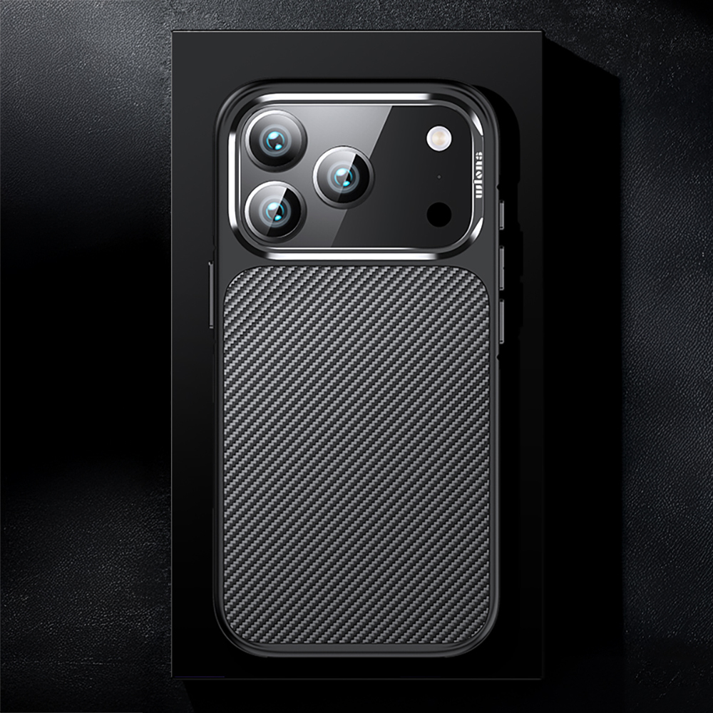 Apple iPhone 17 Pro Kılıf Karbon Fiber Görünümlü Wlons Marin Kapak - 18