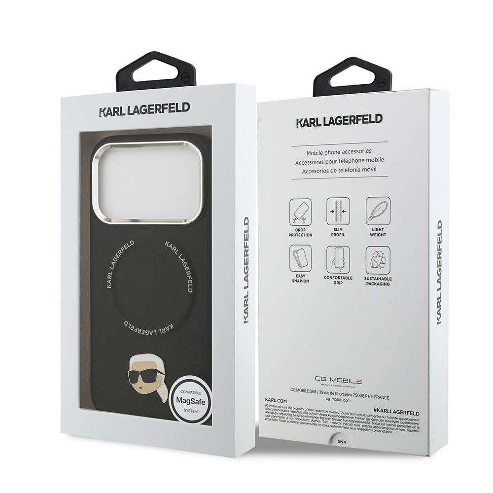 Apple iPhone 17 Pro Kılıf Karl Lagerfeld Orjinal Lisanslı M-safe Şarj Özellikli Metal Kamera ve Buton Tasarımlı Karl PU Deri Kapak - 9