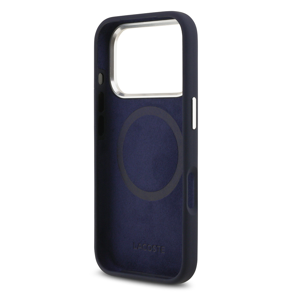 Apple iPhone 17 Pro Kılıf Lacoste Orjinal Lisanslı M-safe Şarj Özellikli İkonik Logolu Metal Kamera Çerçeveli Silikon Kapak - 17