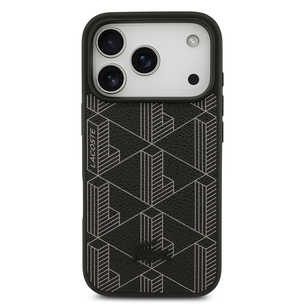 Apple iPhone 17 Pro Kılıf Lacoste Orjinal Lisanslı M-safe Şarj Özellikli PU Deri Tasarımlı Kartlıklı Karışık Monogram Desenli Kapak - 4