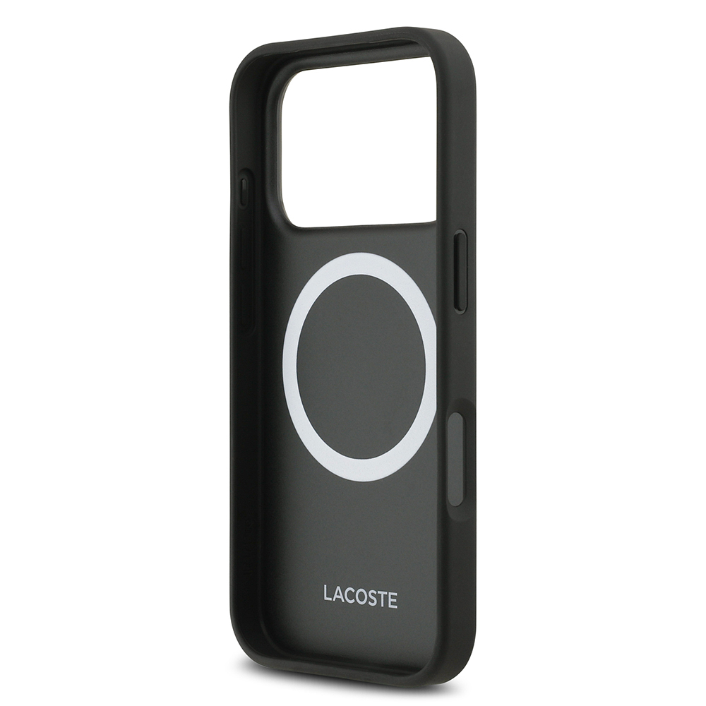 Apple iPhone 17 Pro Kılıf Lacoste Orjinal Lisanslı M-safe Şarj Özellikli PU Pike Desenli Metal Logolu Kartlıklı Kapak - 19