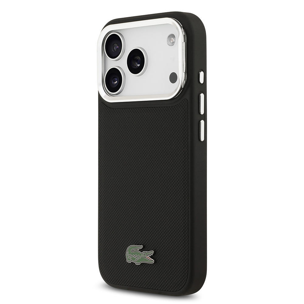 Apple iPhone 17 Pro Kılıf Lacoste Orjinal Lisanslı M-safe Şarj Özellikli PU Pike Desenli Standlı Metal Logolu Kapak - 3