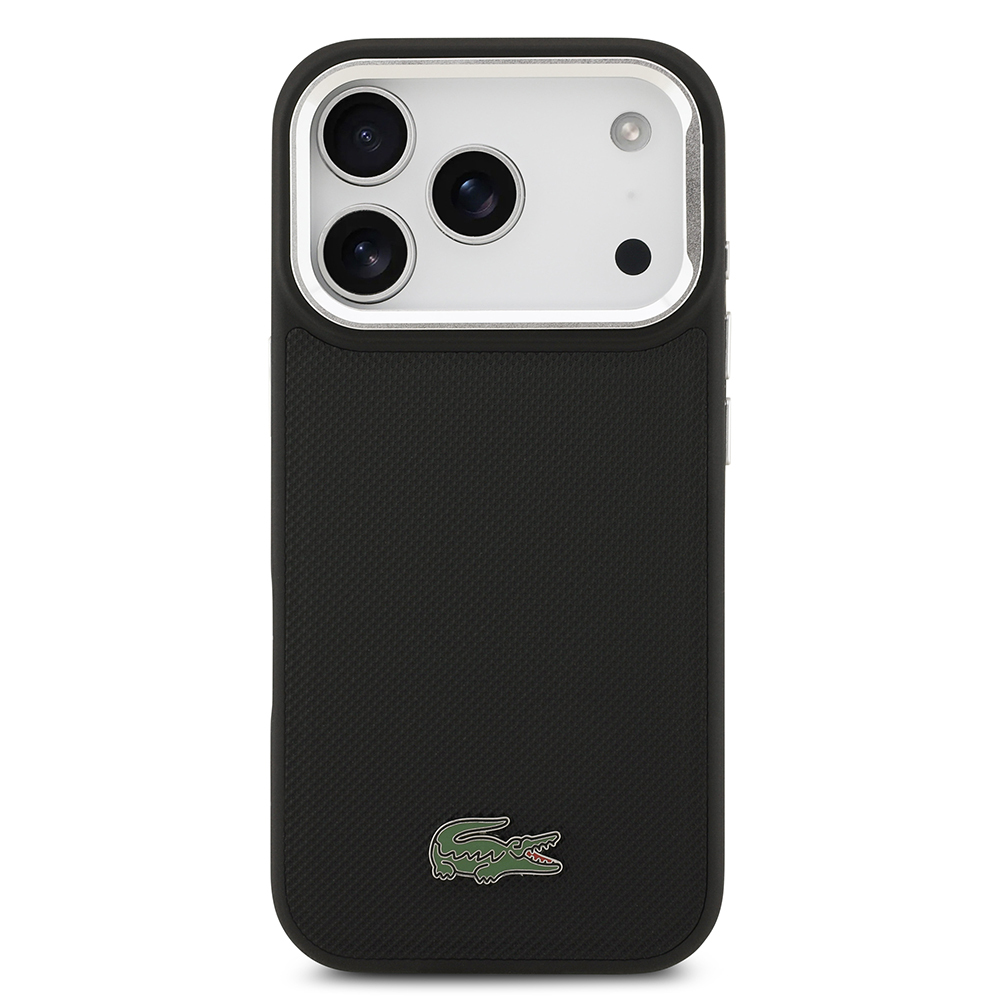 Apple iPhone 17 Pro Kılıf Lacoste Orjinal Lisanslı M-safe Şarj Özellikli PU Pike Desenli Standlı Metal Logolu Kapak - 4