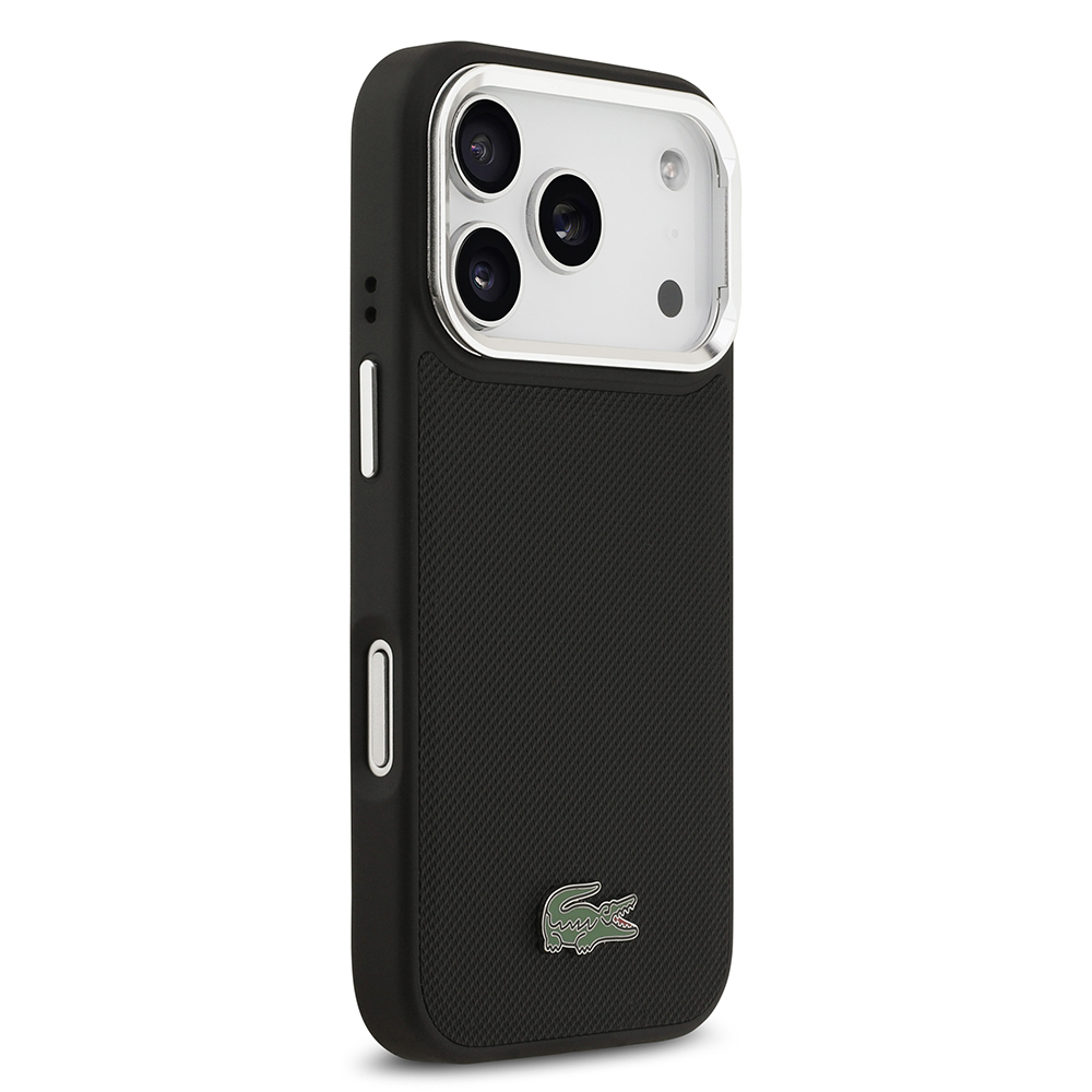 Apple iPhone 17 Pro Kılıf Lacoste Orjinal Lisanslı M-safe Şarj Özellikli PU Pike Desenli Standlı Metal Logolu Kapak - 5