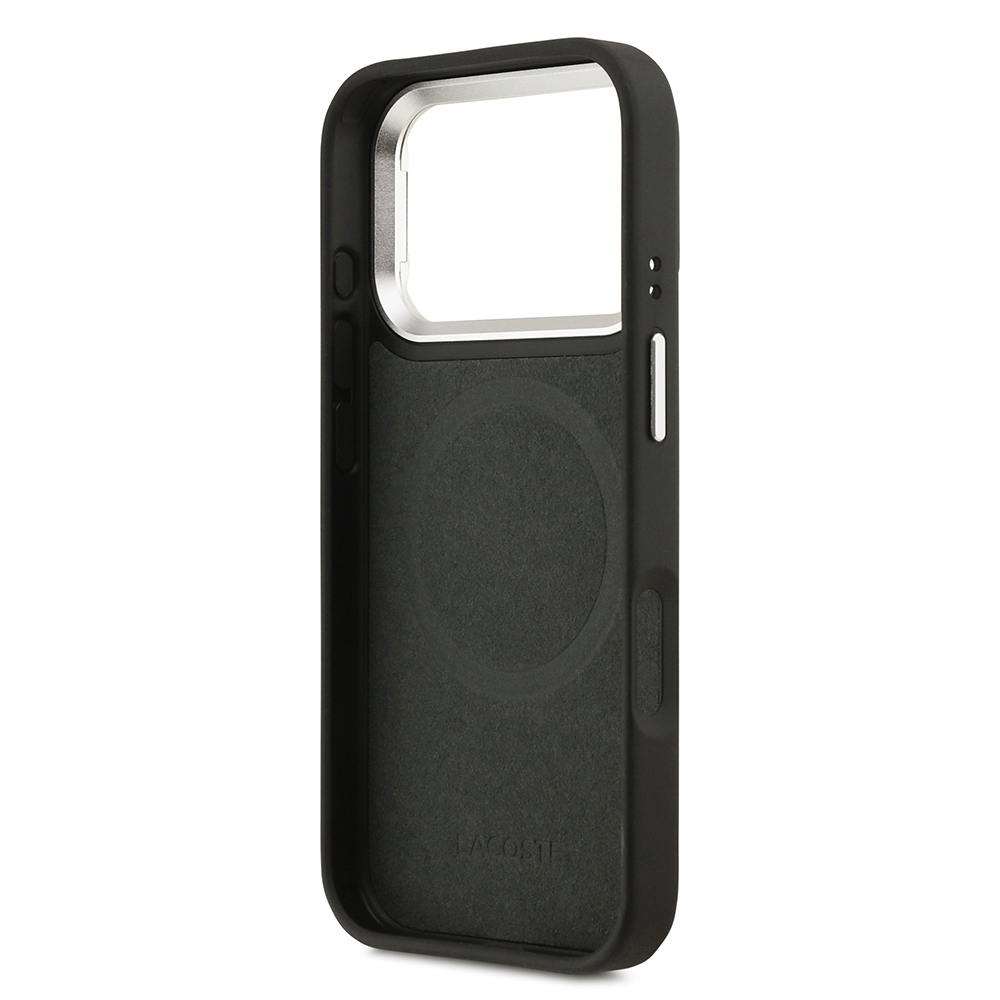 Apple iPhone 17 Pro Kılıf Lacoste Orjinal Lisanslı M-safe Şarj Özellikli PU Pike Desenli Standlı Metal Logolu Kapak - 25