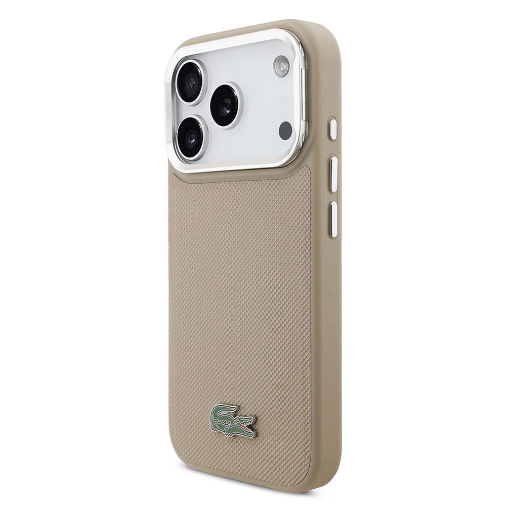 Apple iPhone 17 Pro Kılıf Lacoste Orjinal Lisanslı M-safe Şarj Özellikli PU Pike Desenli Standlı Metal Logolu Kapak - 27