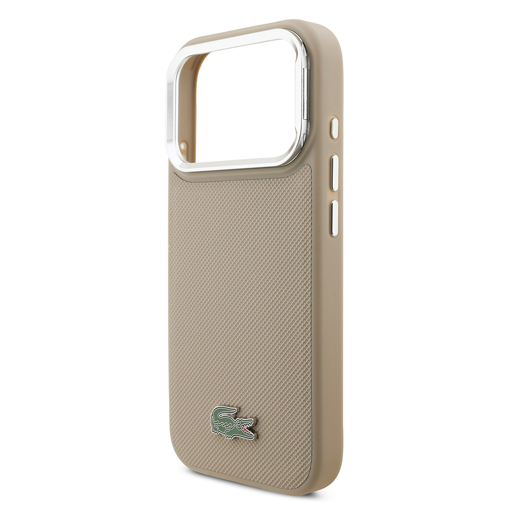 Apple iPhone 17 Pro Kılıf Lacoste Orjinal Lisanslı M-safe Şarj Özellikli PU Pike Desenli Standlı Metal Logolu Kapak - 31