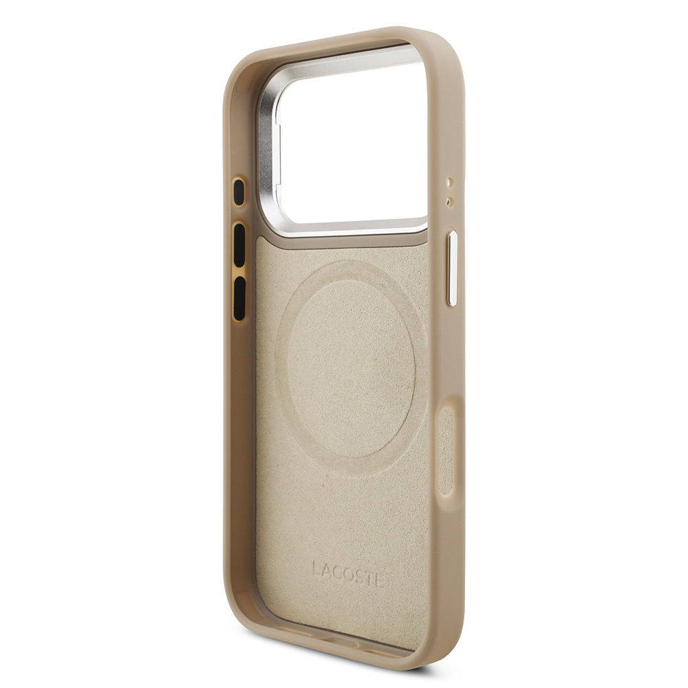 Apple iPhone 17 Pro Kılıf Lacoste Orjinal Lisanslı M-safe Şarj Özellikli PU Pike Desenli Standlı Metal Logolu Kapak - 32