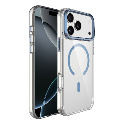 Apple iPhone 17 Pro Kılıf M-safe Şarj Özellikli Airbagli Kamera Standlı Zore Azor Kapak Lacivert