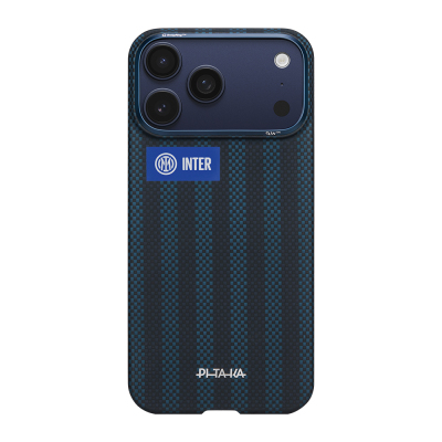 Apple iPhone 17 Pro Kılıf M-safe Şarj Özellikli Aramid Fiber Pitaka İnternazionale Milano Serisi Kapak Siyah-Mavi