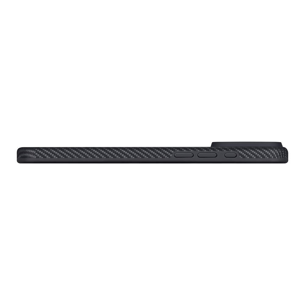 Apple iPhone 17 Pro Kılıf M-safe Şarj Özellikli Aramid Fiber Pitaka Military-Grade Classic Serisi Black-Grey Twill Kapak - 5