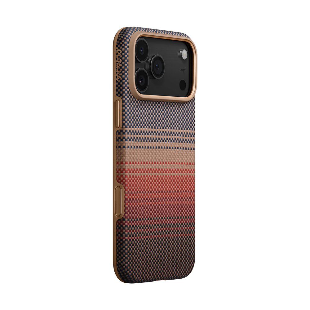Apple iPhone 17 Pro Kılıf M-safe Şarj Özellikli Aramid Fiber Pitaka Military-Grade Sunset-Moonrise Serisi Sunset Kapak - 3