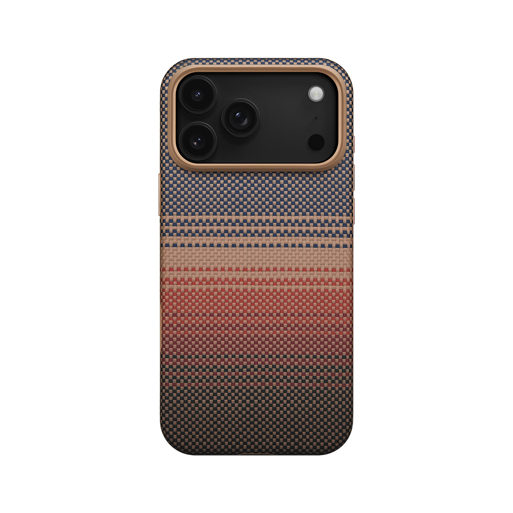 Apple iPhone 17 Pro Kılıf M-safe Şarj Özellikli Aramid Fiber Pitaka Military-Grade Sunset-Moonrise Serisi Sunset Kapak - 2
