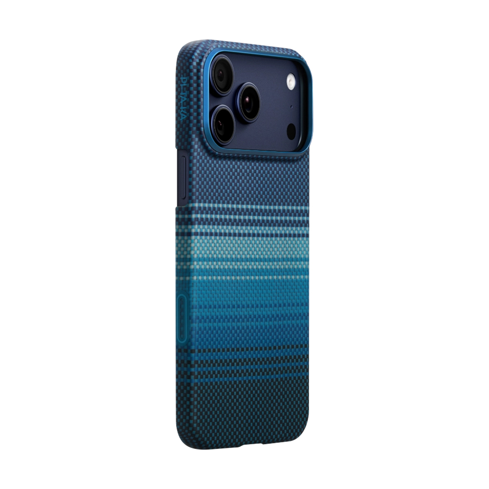 Apple iPhone 17 Pro Kılıf M-safe Şarj Özellikli Aramid Fiber Pitaka Tactile Woven Sunset-Moonrise Serisi Kapak - 3